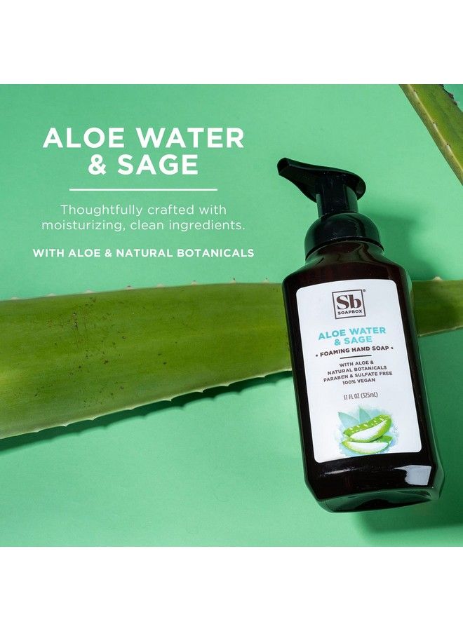 Foaming Hand Soap Aloe Water & Sage 11Oz Pump Bottles 3 Ct Gently Scented Moisturizing Foaming Hand Wash For Kitchen And Bathroom Vegan Cruelty & Paraben Free