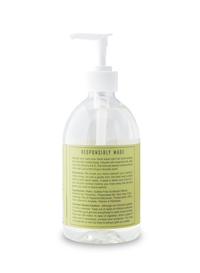 Liquid Hand Soap - Natural Hand Soap Pump Bottles - Bathroom & Kitchen Hand Soap - Hand Wash with Fresh Peppermint & Lemon Scent - (16.9 oz Bottles, 4 Pack)