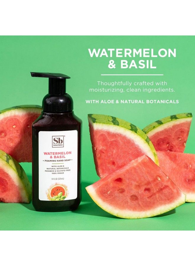 Foaming Hand Soap Watermelon & Basil 11Oz Pump Bottles 3 Ct Gently Scented Moisturizing Foaming Hand Wash For Kitchen And Bathroom Vegan Cruelty & Paraben Free