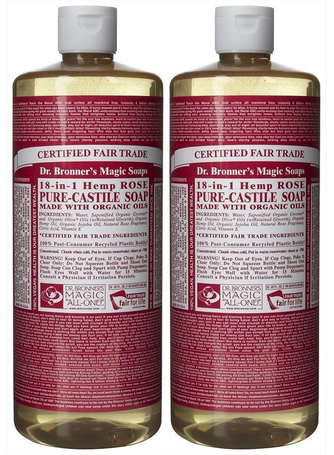 Organic Pure Castile Liquid Soap, Rose, 32 oz, 2 pk