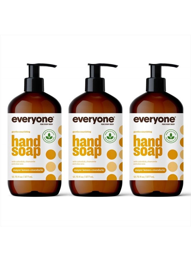 Liquid Hand Soap, 12.75 Ounce (Pack of 3), Meyer Lemon and Mandarin, Plant-Based Cleanser with Pure Essential Oils