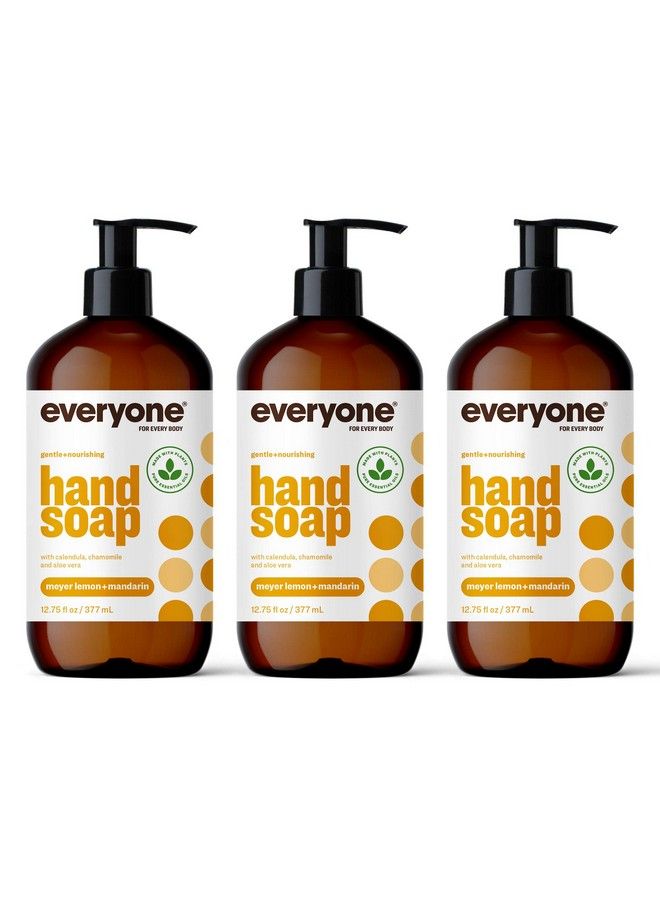 Liquid Hand Soap 12.75 Ounce Pack Of 3 Meyer Lemon And Mandarin PlantBased Cleanser With Pure Essential Oils