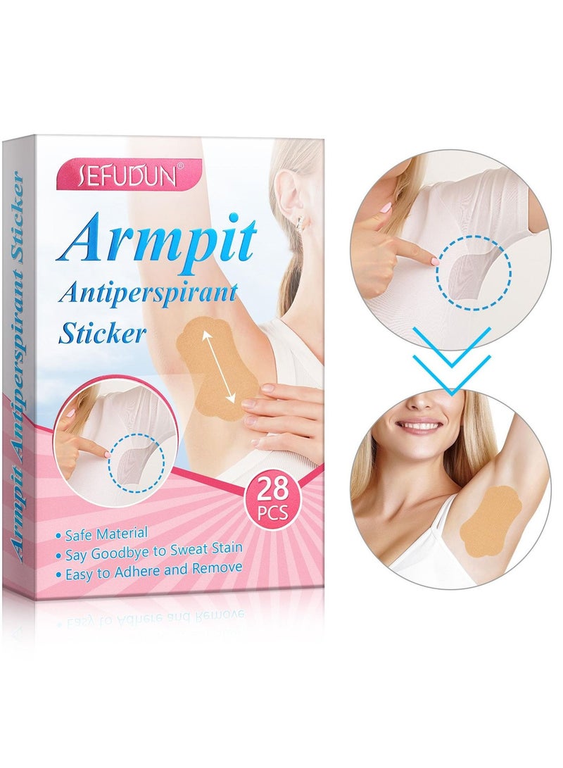 28 Pcs Armpit Antiperspirant Sticker Disposable Sweat Pads Absorbent Deodorant Prevention Pad Reduce Armpit Sweat Extra Adhesive Non Visible Stickers