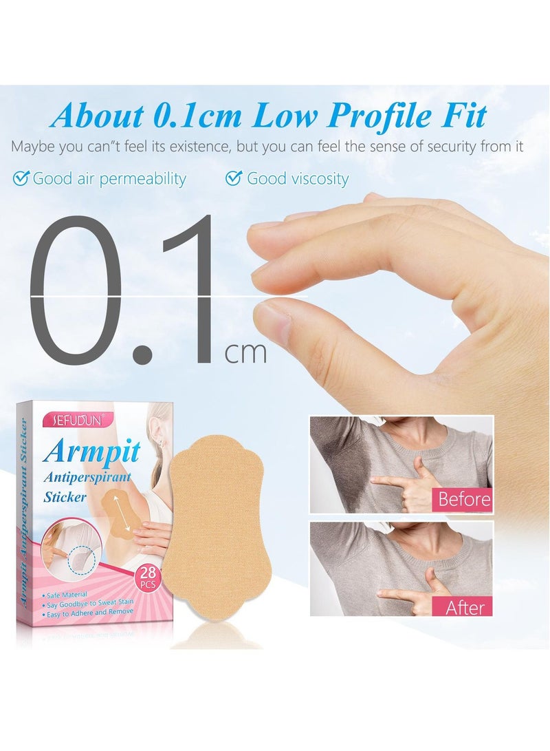 28 Pcs Armpit Antiperspirant Sticker Disposable Sweat Pads Absorbent Deodorant Prevention Pad Reduce Armpit Sweat Extra Adhesive Non Visible Stickers