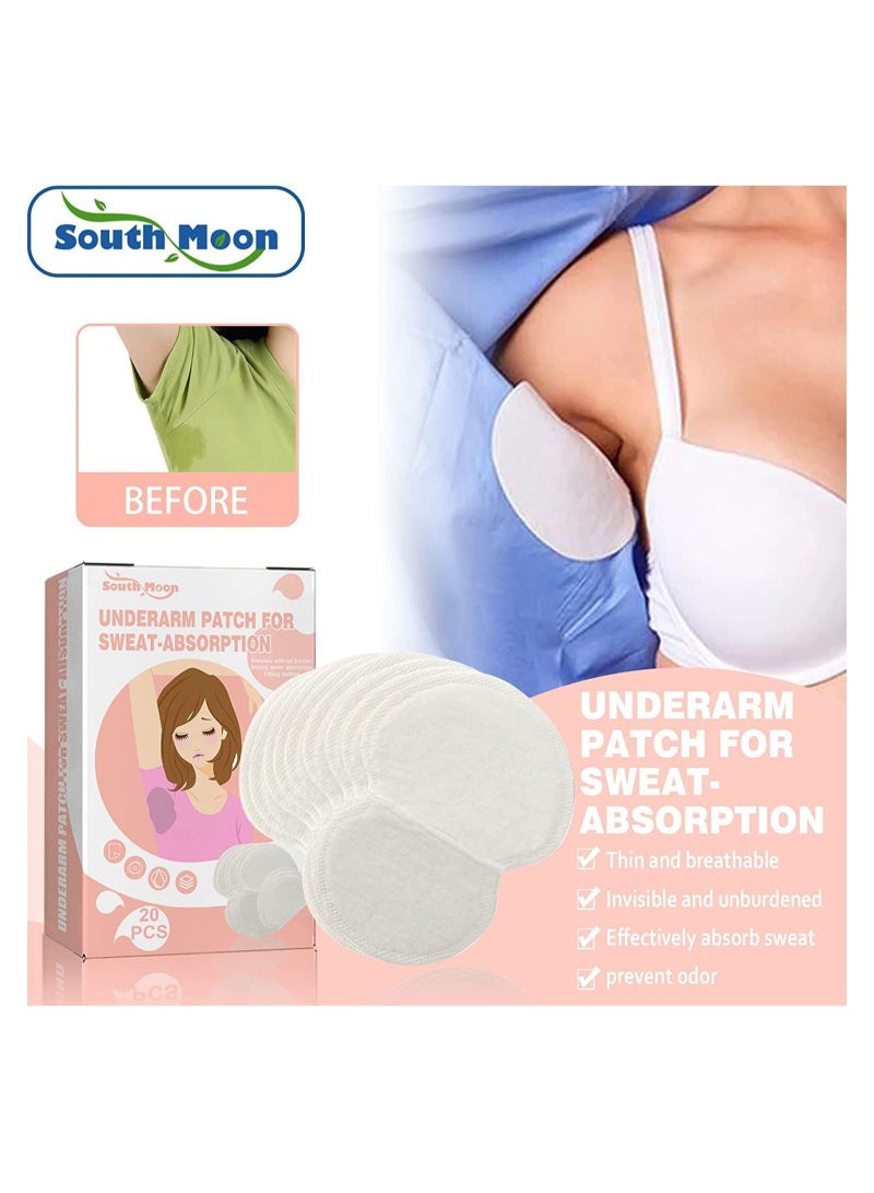 20 Pcs Sweat Pads Underarm Armpit Block for Sweating Women and Men Premium Shield Fight Hyperhidrosis,Comfortable Unflavored Disposable Underarm Pads Non Visible Dress Guards