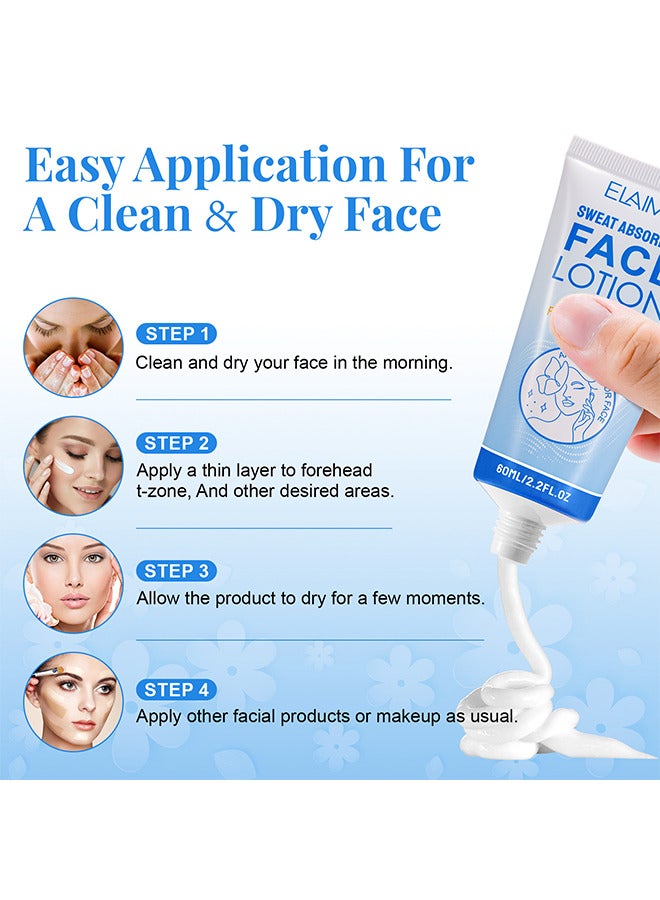 Sweat Absorbing Face Lotion, Helps Keep Your Face, Forehead And Scalp Dry, Helps Control Oily Skin, Shine And Facial Perspiration, Replenishing And Smoothing Formula, Reduces Face And Body Sweating