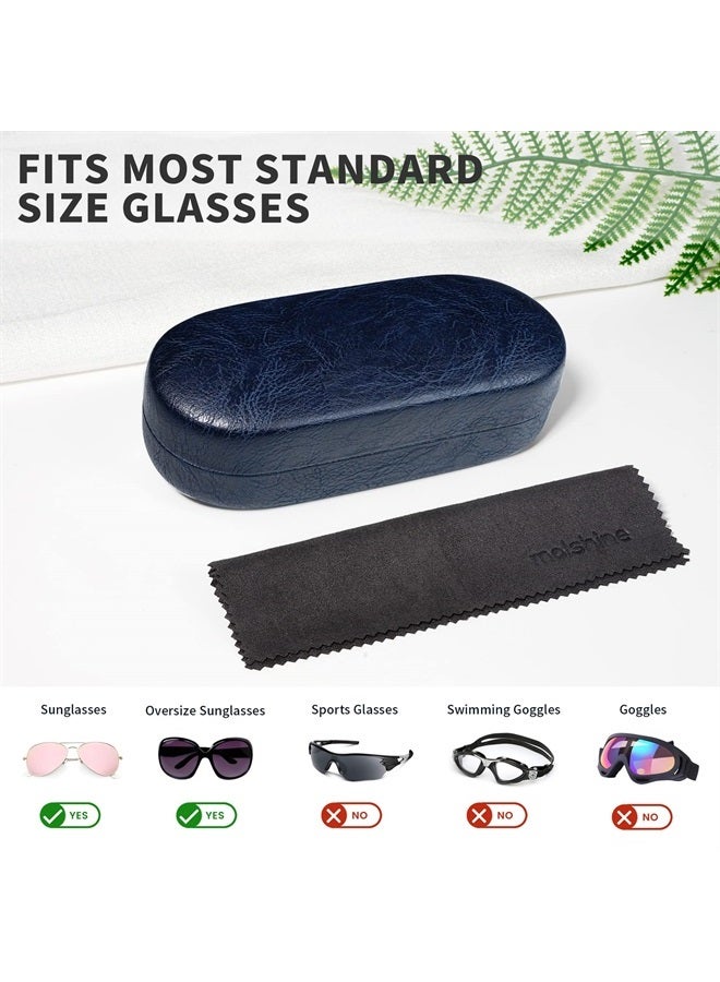 Hard Shell Sunglasses Case, Classic Large Glasses Case for Women Men, Sunglass Eyeglasses (Dark Blue)