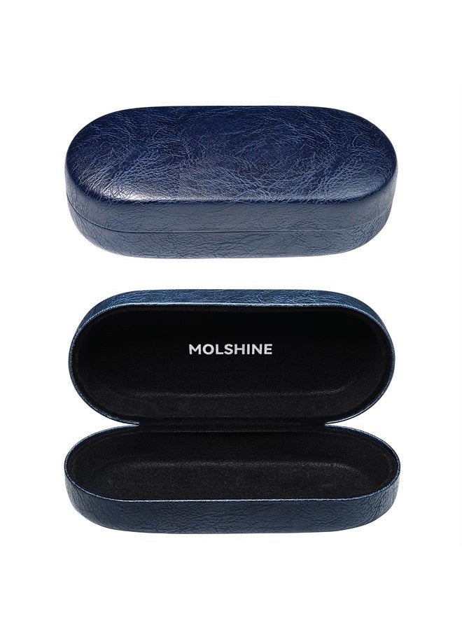 Hard Shell Sunglasses Case, Classic Large Glasses Case for Women Men, Sunglass Eyeglasses (Dark Blue)