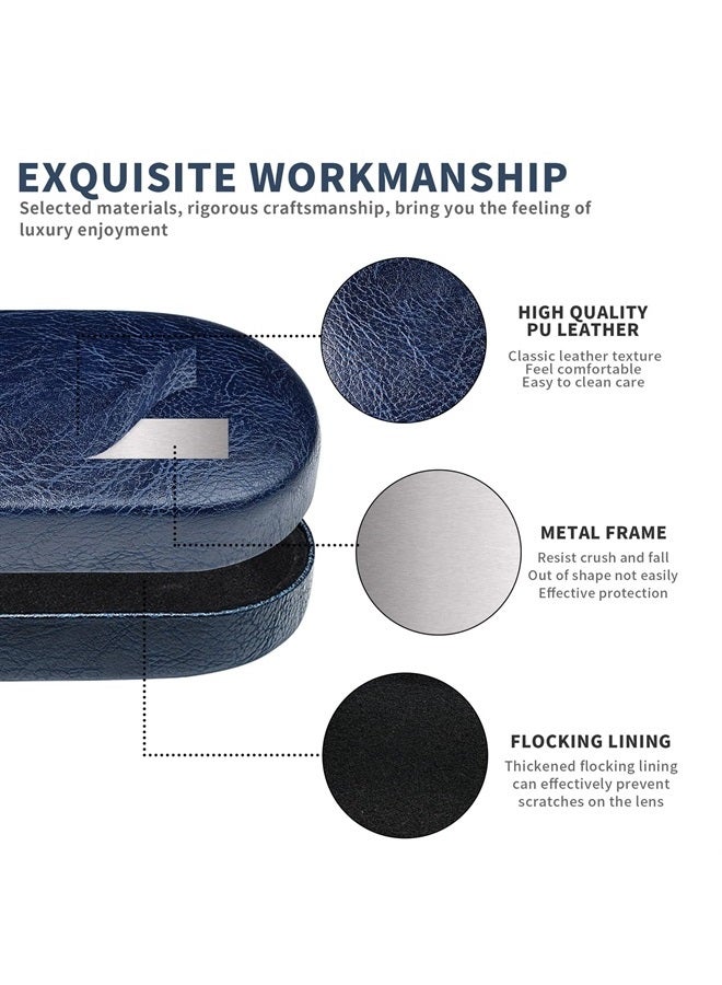 Hard Shell Sunglasses Case, Classic Large Glasses Case for Women Men, Sunglass Eyeglasses (Dark Blue)