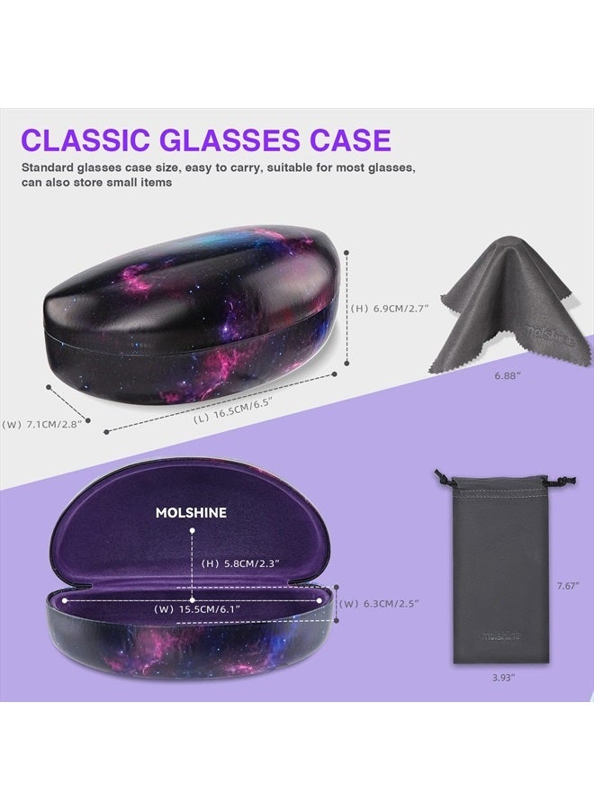 Hard Shell Sunglasses Case,Large Glasses Case for Women Men Oversized Sunglass Eyeglasses (Purple Starry Sky)
