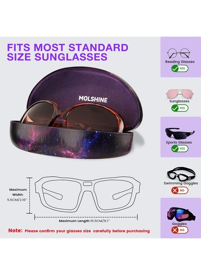 Hard Shell Sunglasses Case,Large Glasses Case for Women Men Oversized Sunglass Eyeglasses (Purple Starry Sky)
