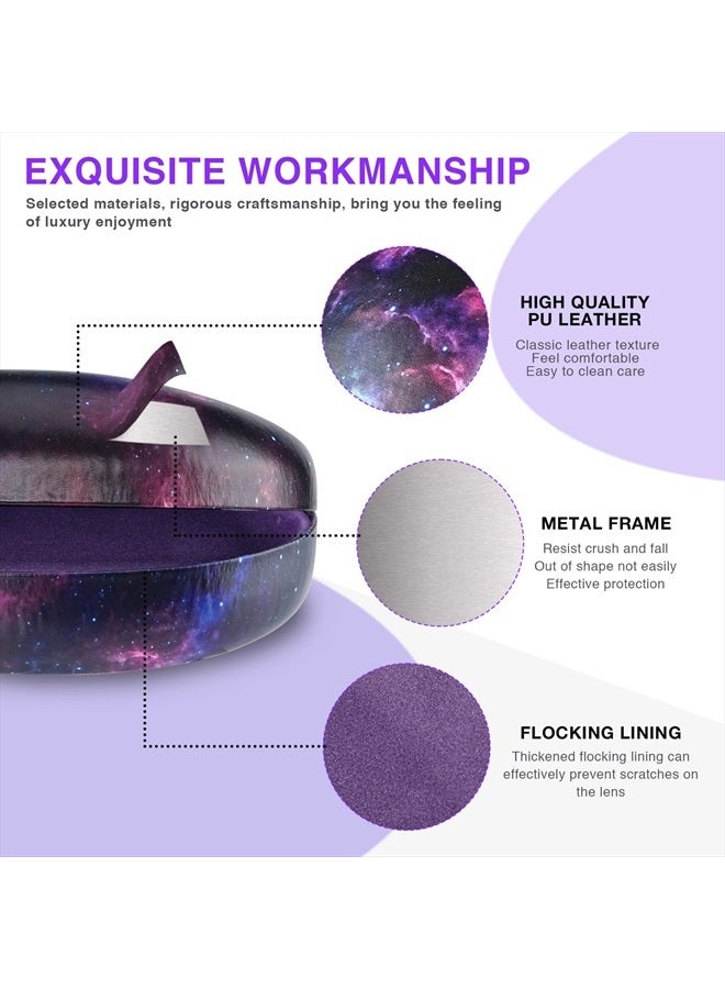Hard Shell Sunglasses Case,Large Glasses Case for Women Men Oversized Sunglass Eyeglasses (Purple Starry Sky)
