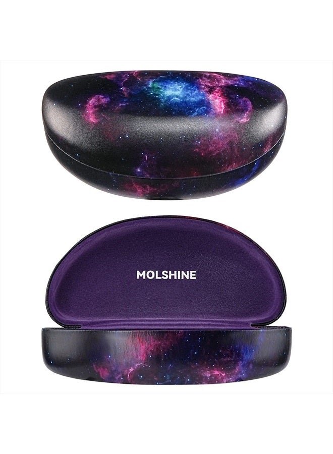 Hard Shell Sunglasses Case,Large Glasses Case for Women Men Oversized Sunglass Eyeglasses (Purple Starry Sky)