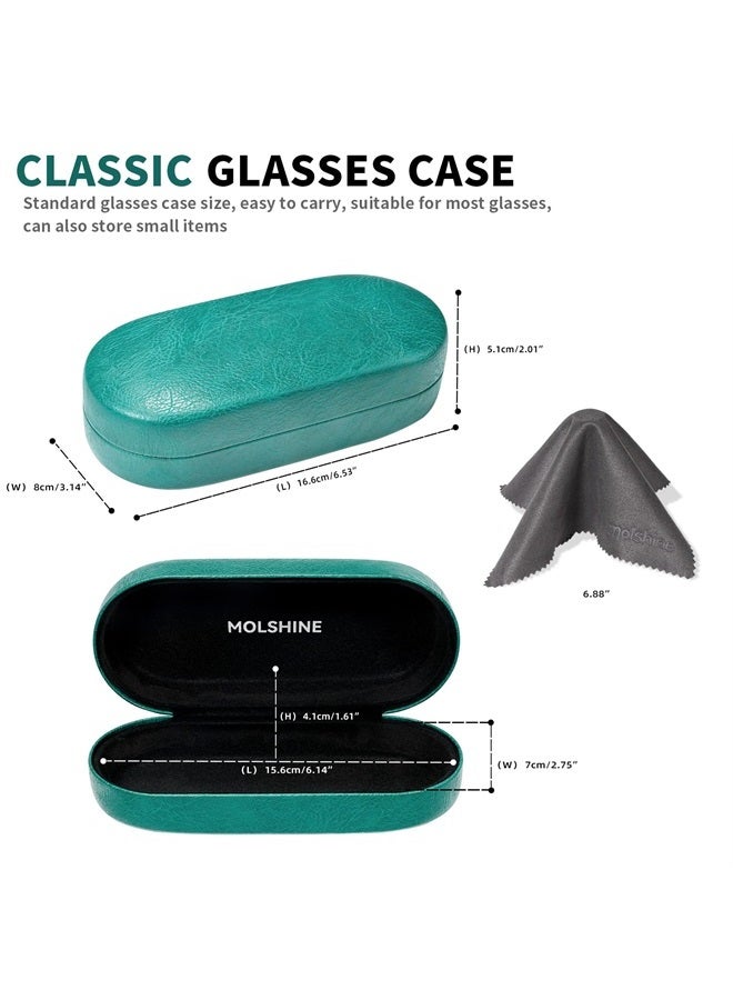 Hard Shell Sunglasses Case, Classic Large Glasses Case for Women Men, Sunglass Eyeglasses (Cyan)