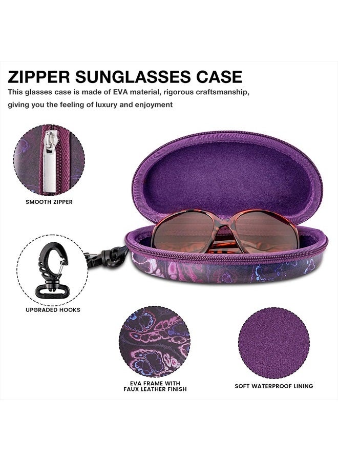 Oversized Sunglasses Case, Large Goggles Box, Zipper Diving Glasses Bag with Hook for Women Men Travel Outdoor Sport (Purple)