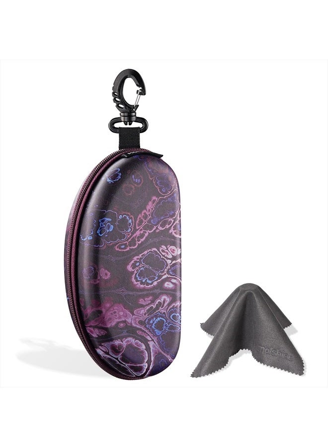 Oversized Sunglasses Case, Large Goggles Box, Zipper Diving Glasses Bag with Hook for Women Men Travel Outdoor Sport (Purple)