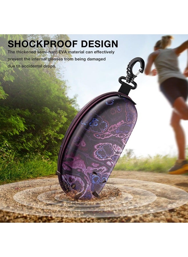 Oversized Sunglasses Case, Large Goggles Box, Zipper Diving Glasses Bag with Hook for Women Men Travel Outdoor Sport (Purple)