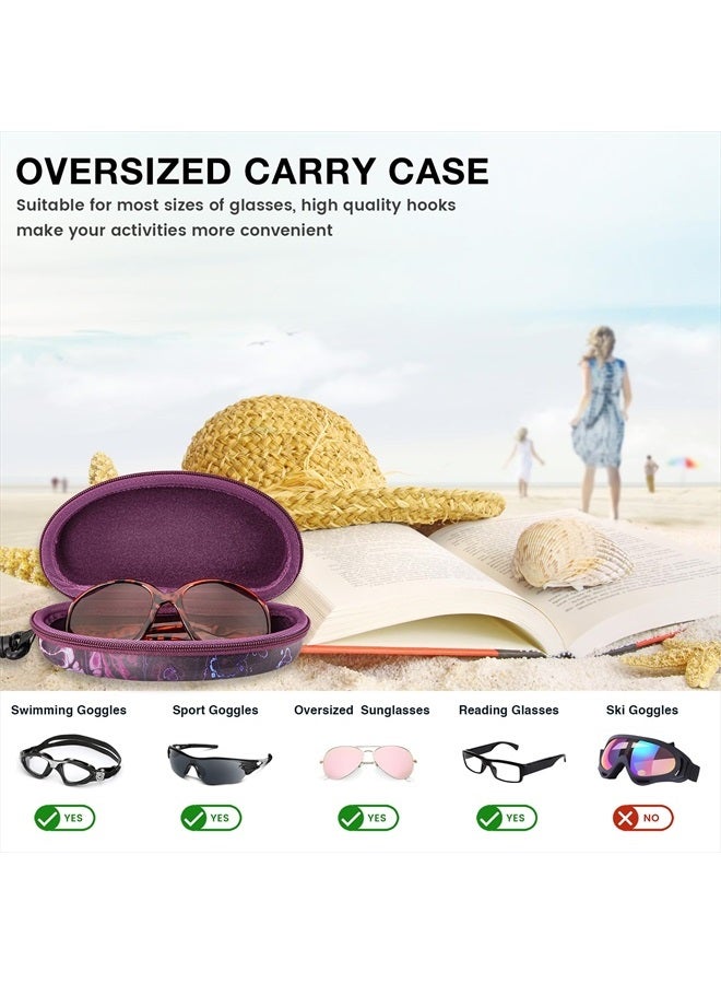 Oversized Sunglasses Case, Large Goggles Box, Zipper Diving Glasses Bag with Hook for Women Men Travel Outdoor Sport (Purple)
