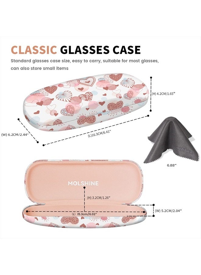 Hard Shell PU Leather Glasses Case,Travel Portable Eyeglass Case for Men Women Girl Travel Study Work (Love)