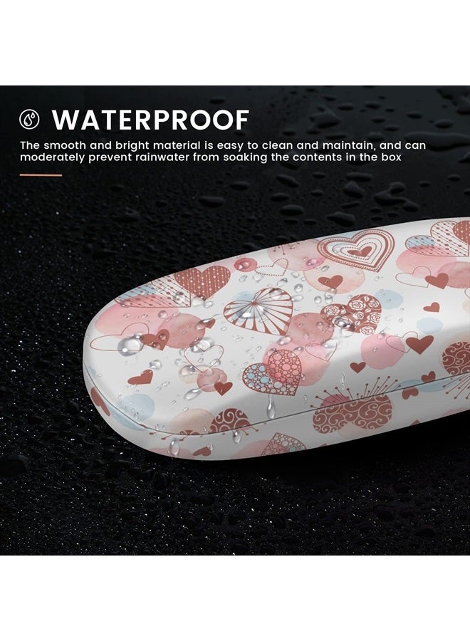 Hard Shell PU Leather Glasses Case,Travel Portable Eyeglass Case for Men Women Girl Travel Study Work (Love)