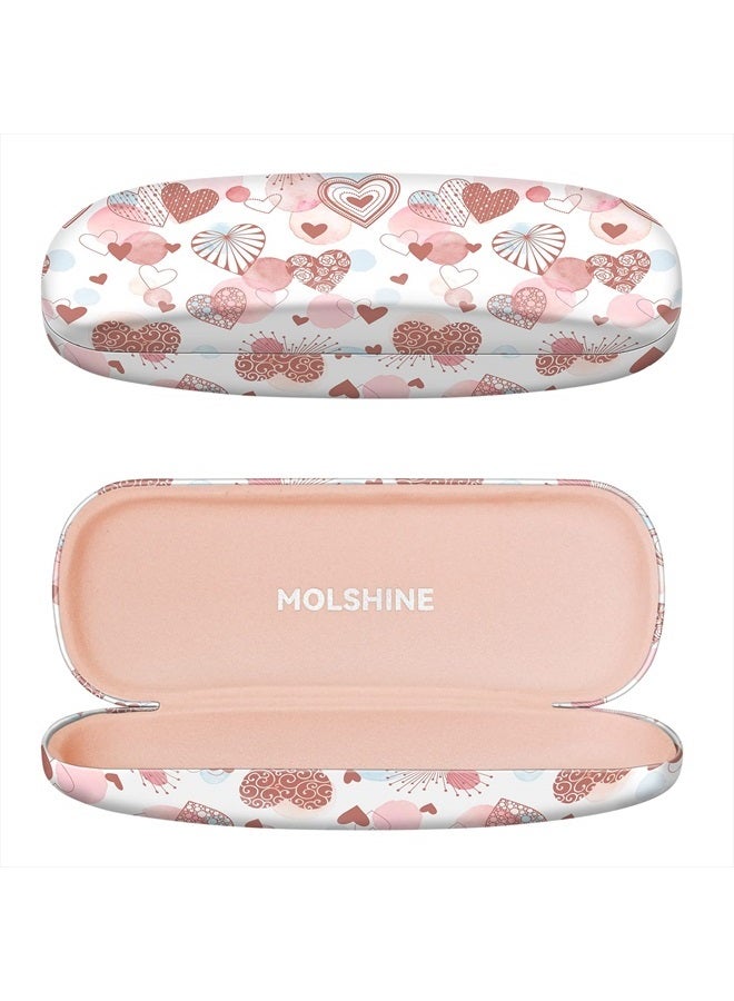 Hard Shell PU Leather Glasses Case,Travel Portable Eyeglass Case for Men Women Girl Travel Study Work (Love)