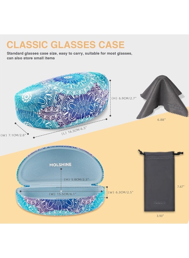 Hard Shell Sunglasses Case,Large Glasses Case for Women Men Oversized Sunglass Eyeglasses (Mandala)