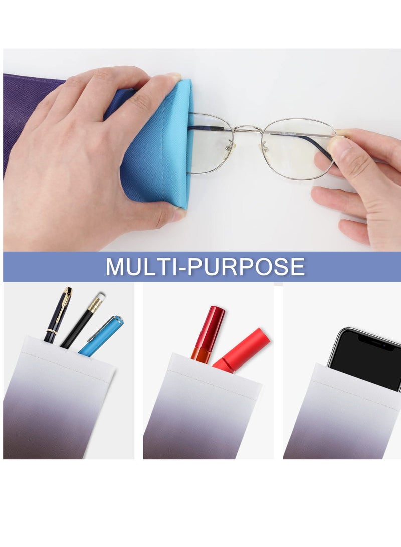 3 Pack Soft Glasses Case, Portable PU Sunglasses Bag Pouch Waterproof, Travel Leather Spectacle Case for Women