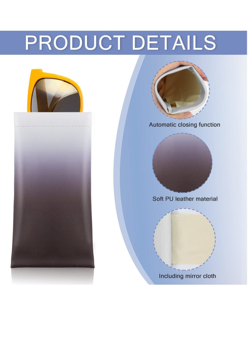 3 Pack Soft Glasses Case, Portable PU Sunglasses Bag Pouch Waterproof, Travel Leather Spectacle Case for Women