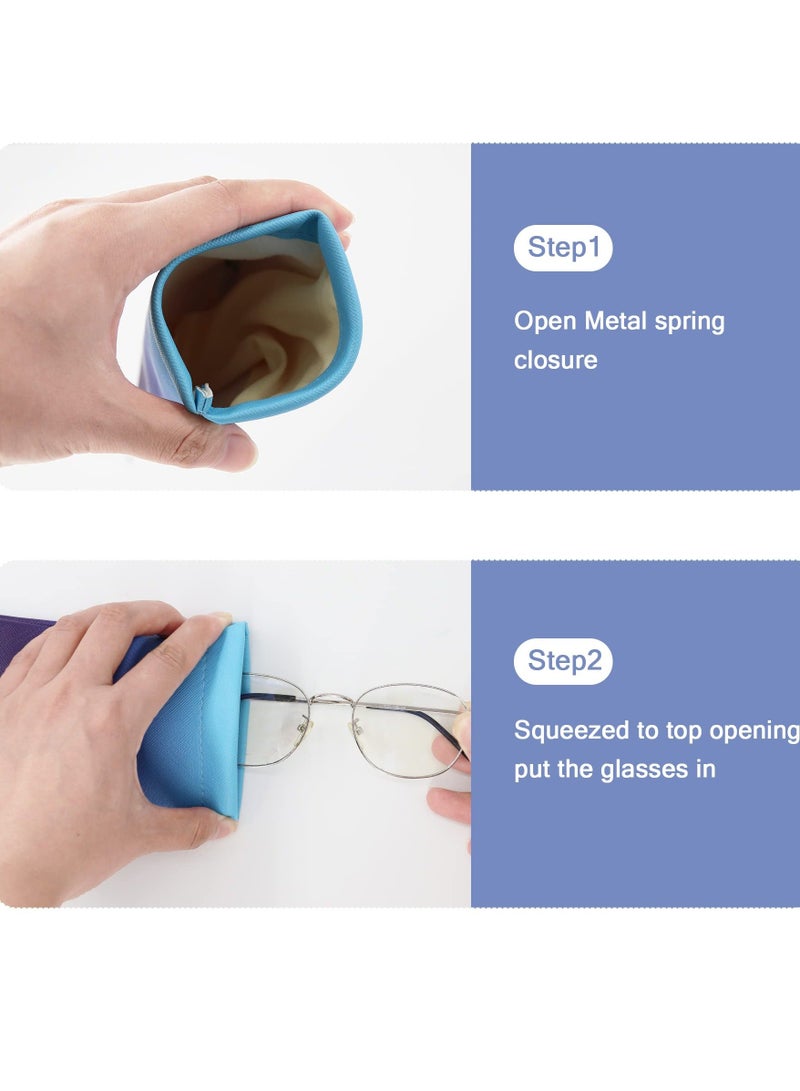 3 Pack Soft Glasses Case, Portable PU Sunglasses Bag Pouch Waterproof, Travel Leather Spectacle Case for Women