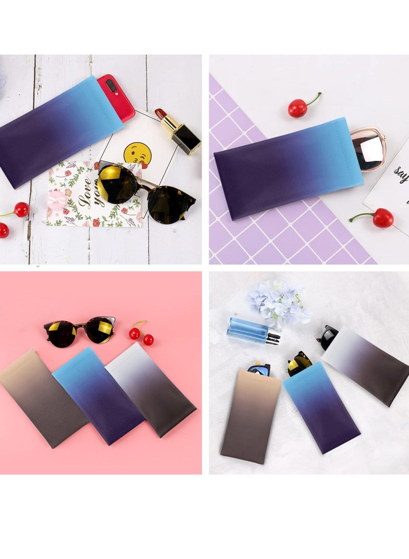 3 Pack Soft Glasses Case, Portable PU Sunglasses Bag Pouch Waterproof, Travel Leather Spectacle Case for Women