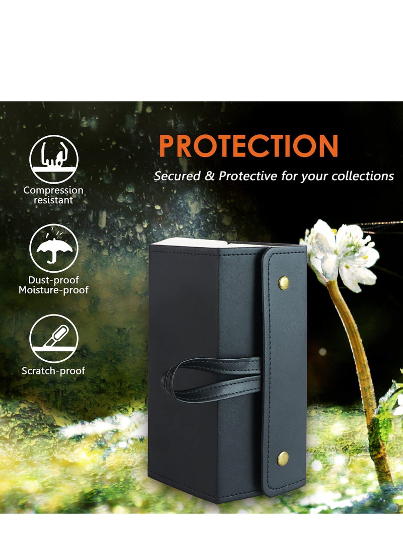 Travel Sunglasses Organizer, Foldable PU Leather Multi Glasses 3 Slot Display Container Portable Glasses Storage Bag Ladies Men Hanging Glasses Holder (Black)