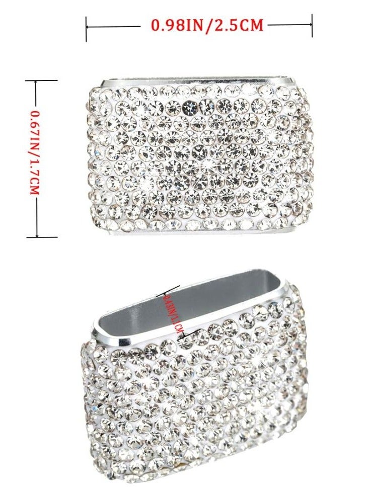 2 PCS Car Sunglasses Holder Glasses Eyeglasses Hanger Hooks White Bling Diamond Rhinestone Decorations for Car Dashboard Door Decors