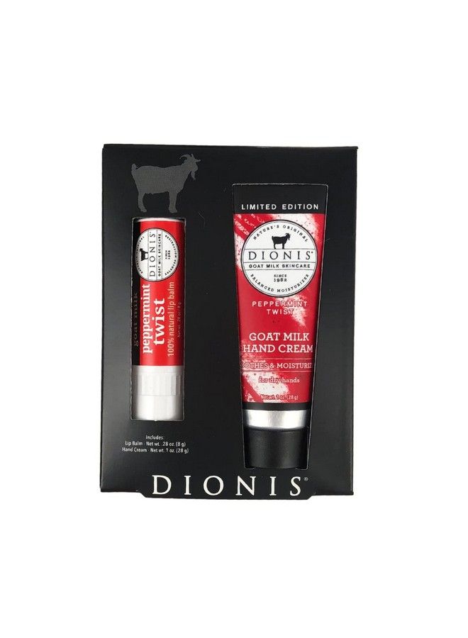 Goat Milk Skincare Peppermint Scented Hand Cream & Lip Balm Set (1 Oz And .28 Oz) Made In The Usa Crueltyfree And Parabenfree