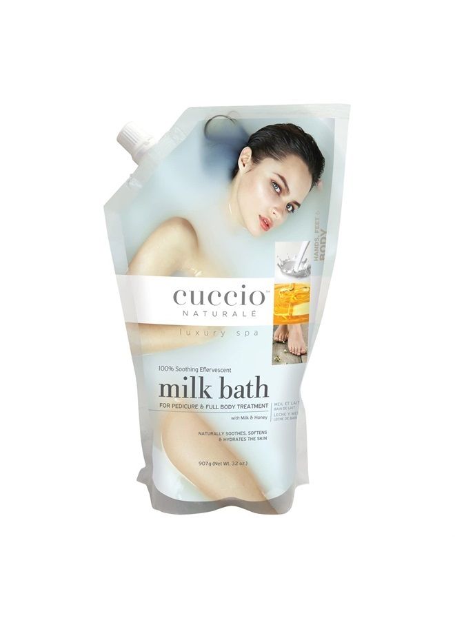 Naturale Milk Bath Main-Pedi - Soothing, Effervescent Soak - Leaves Skin Smooth, Nourished And Hydrated - For Manicures, Pedicures And Full Body Treatments - Infused With Honey - 32 Oz