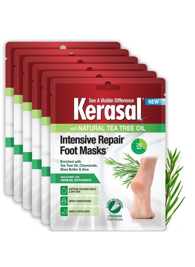 Intensive Repair Foot Mask Foot Mask for Cracked Heels and Dry Feet, Six (Pair), 6 Count