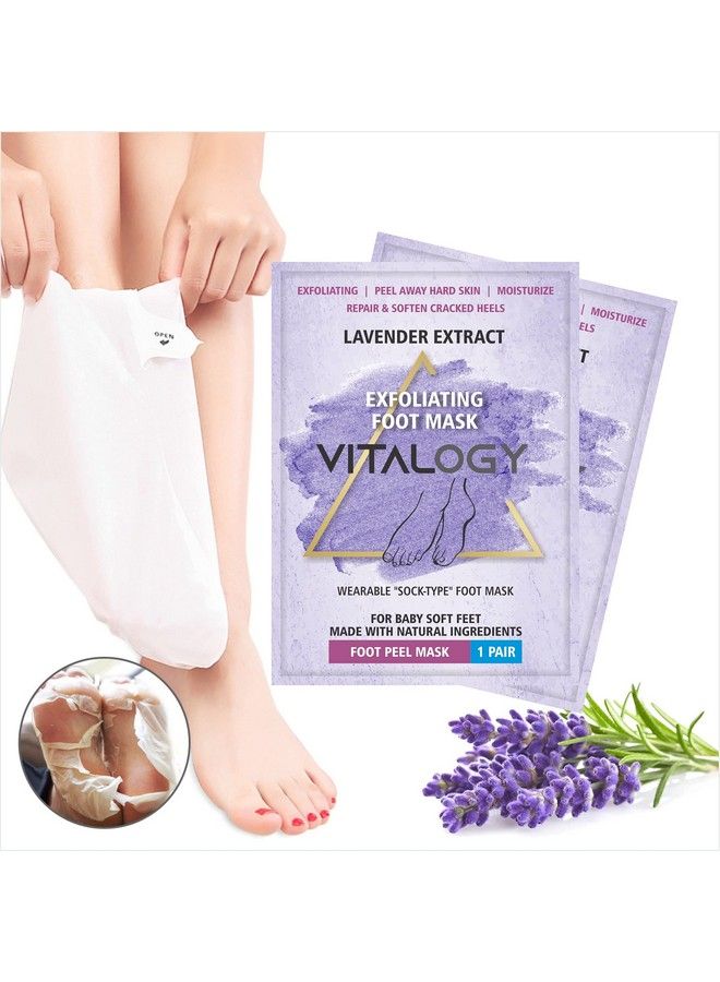 Foot Peel Mask For Dead Skin Removal ; Exfoliating Foot Mask Peeling Feet Mask ; Foot Hydrating Sock Pedicure Essential ; Make Your Feet Baby Soft Repair Rough Heels Lavender (1 Pair)