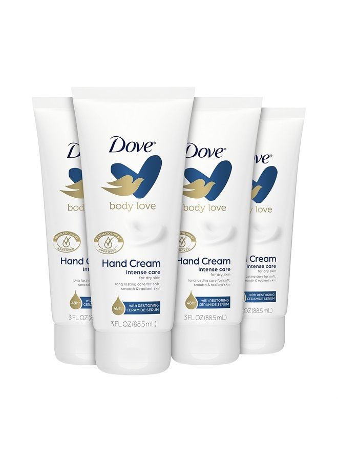 Body Love Moisturizing Hand Cream for Rough or Dry Skin Intense Care Softens and Smoothes 3oz 4 Count