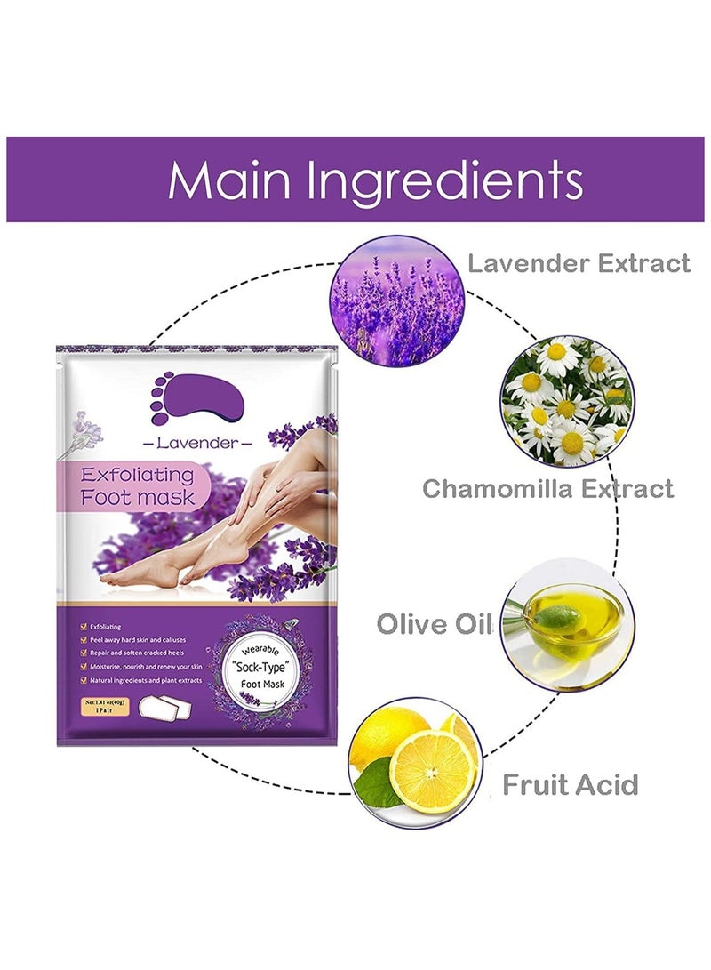 Foot Peel Mask 5 Pack, Exfoliating Foot Masks, Natural Exfoliator for Dry Dead Skin, Callus, Repair Rough Heels for Men Women