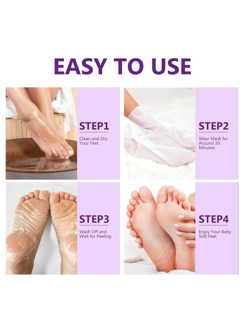 Foot Peel Mask 3 Pairs Exfoliating Foot Mask for Calluses, Dry ed Heels and Dead Skin, Moisturize Repair Rough Foot with Natural Ingredients, Feet Peeling Mask for Women & Men, Lavender Scent