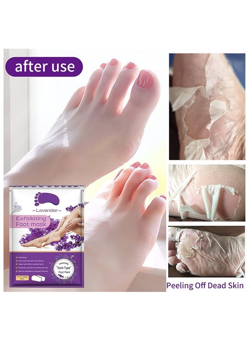 Exfoliating Foot Mask, Foot Peel Masks, Natural Exfoliator for Dry Dead Skin, Callus, Repair Rough Heels for Men Women (5 Pack Foot Peel Mask)