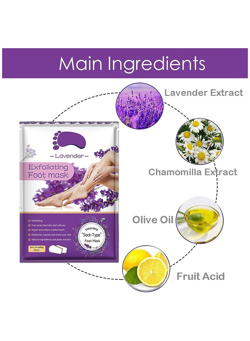 Exfoliating Foot Mask, Foot Peel Masks, Natural Exfoliator for Dry Dead Skin, Callus, Repair Rough Heels for Men Women (5 Pack Foot Peel Mask)