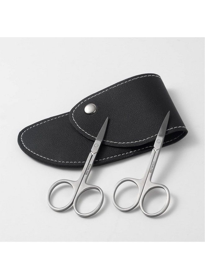 Premium Nail Scissors 2Pcs  Professional Curved And Stright Manicure Scissors Multipurpose Stainless Steel Beauty Grooming Scissor For Nail Facial Hair Eyebrow Eyelash Dry Skin