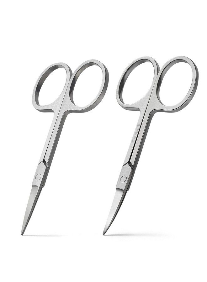 Premium Nail Scissors 2Pcs  Professional Curved And Stright Manicure Scissors Multipurpose Stainless Steel Beauty Grooming Scissor For Nail Facial Hair Eyebrow Eyelash Dry Skin