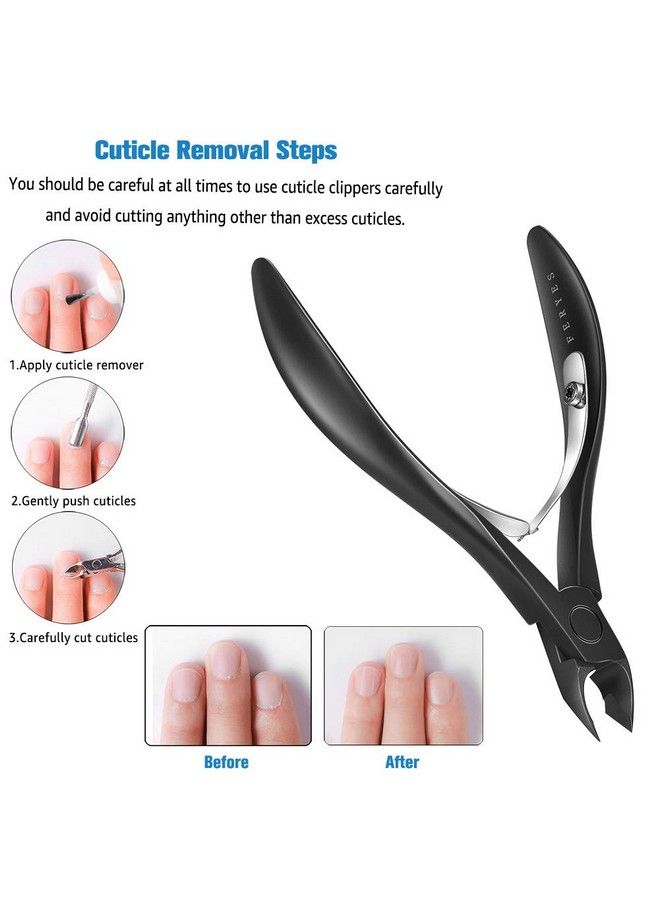 Cuticle Cutters 1/2 Jaw Professional Stainless Steel Cuticle Clippers Nail Cuticle Remover Tool Nail Dead Skin Clipper Black