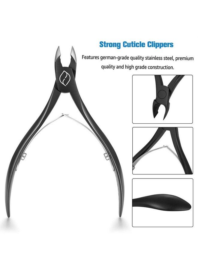 Cuticle Cutters 1/2 Jaw Professional Stainless Steel Cuticle Clippers Nail Cuticle Remover Tool Nail Dead Skin Clipper Black