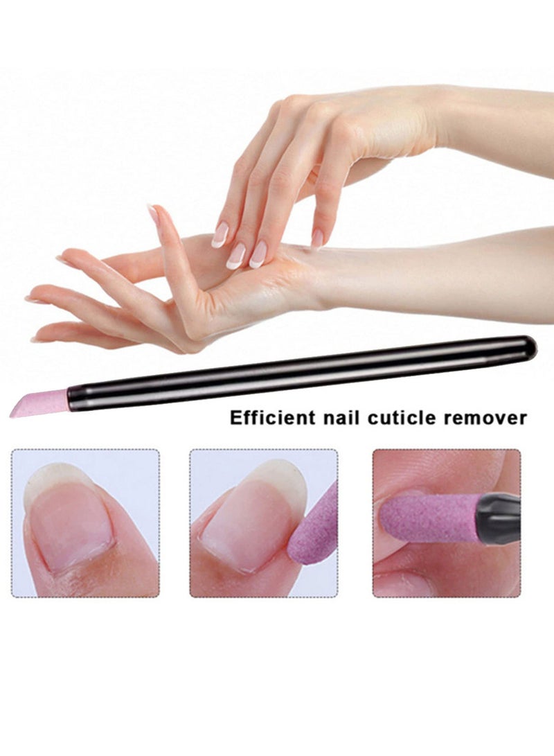 Pumice Stone Nail File Cuticle Pusher, 30 Pcs 3 Color Art Pen Remover Trimmer Buffer Manicure Tools Sanding Sticks for Household Beauty Salon Peeling Dead Skin Repairing