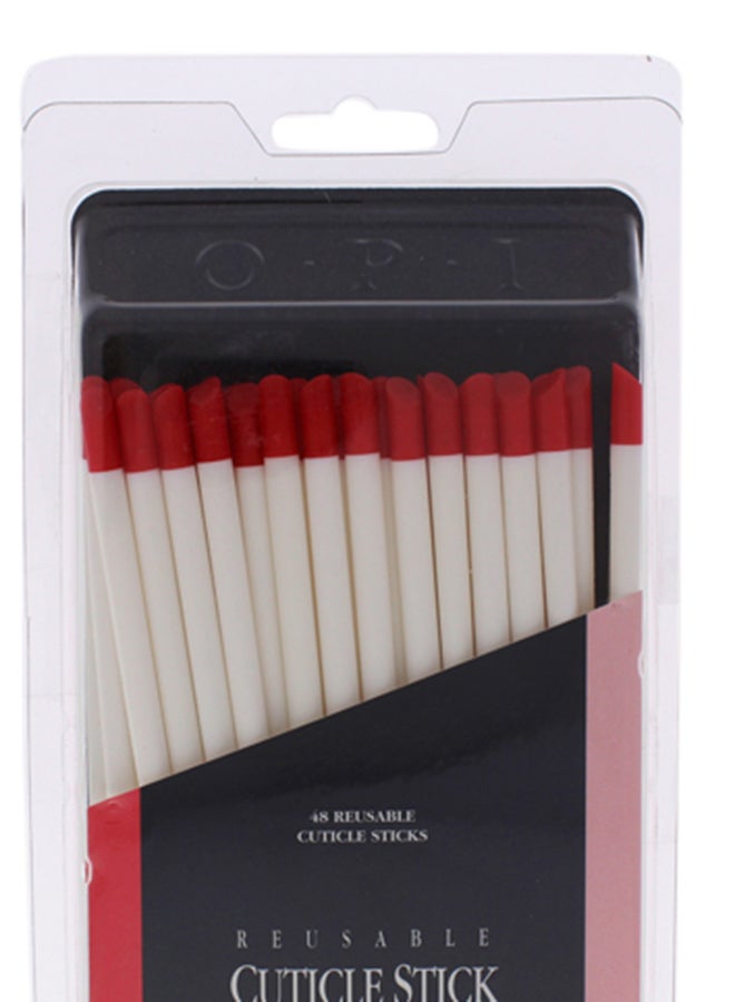 48-Piece Reusable Cuticle Sticks Set White/Red