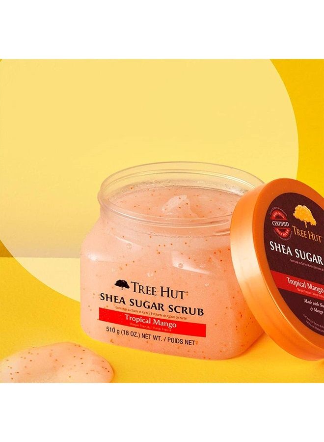 Shea Sugar Scrub Tropical Mango, 18oz, Ultra Hydrating and Exfoliating Scrub for Nourishing Essential Body Care