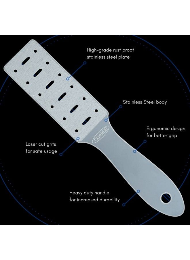 Professional 2 Sided Stainless Steel Pedicure Foot Scraper Foot Filer Scrubber Dead Skin Removing With Lazer Cut Grits Plate Callus Remover