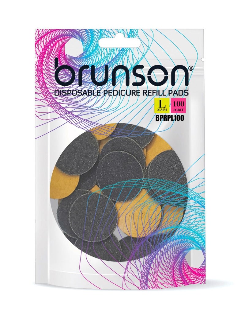 Brunson 50pcs Sandpaper Discs Nail Bit,L 25mm Pedicure Sanding Disc Bit,Electric Foot Files,#100 Grit bprpl100